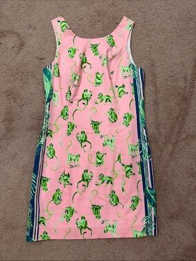 Lilly Pulitzer Pink Monkey Print Shift Dress Size 4